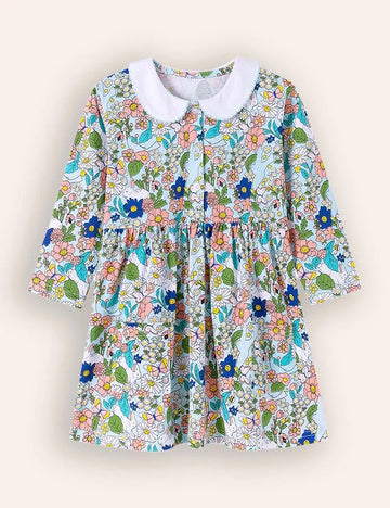 Floral Animal Printed Long Sleeves Dress